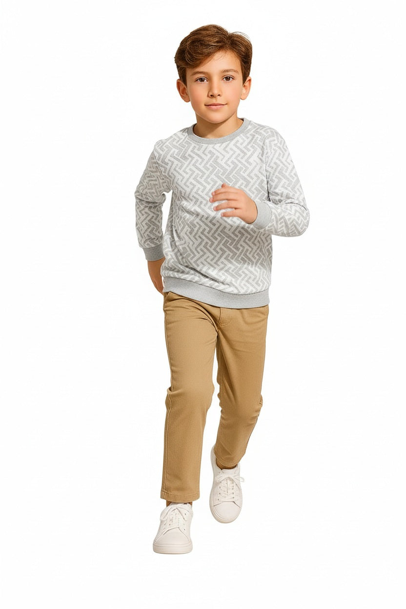 Boys Round Neck Graphic Print  Sweatshirt