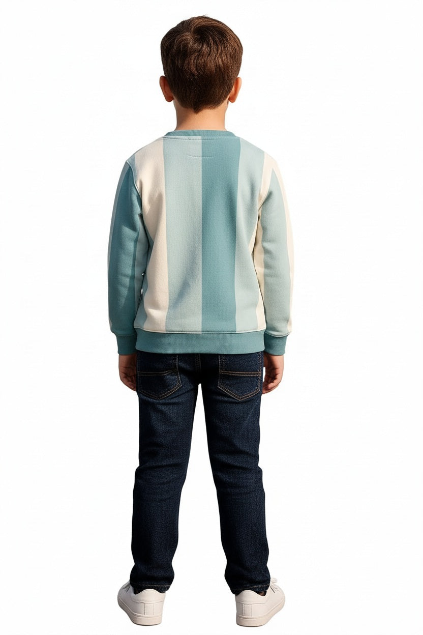 Boys Round Neck Colourblocked Sweatshirt