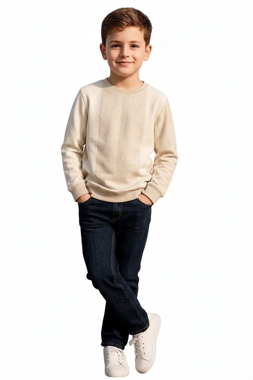 Boys Round Neck Colourblocked Sweatshirt