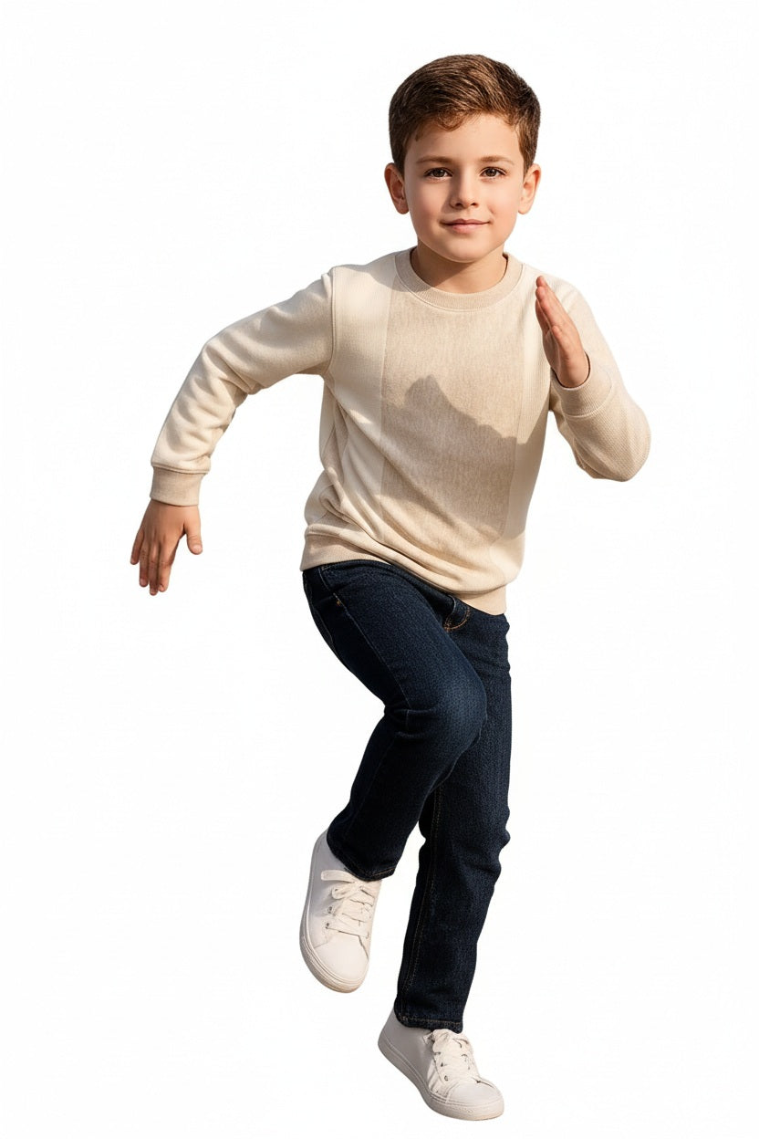 Boys Round Neck Colourblocked Sweatshirt