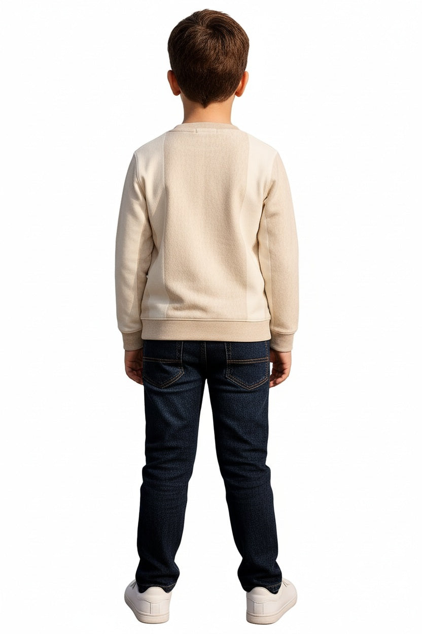 Boys Round Neck Colourblocked Sweatshirt