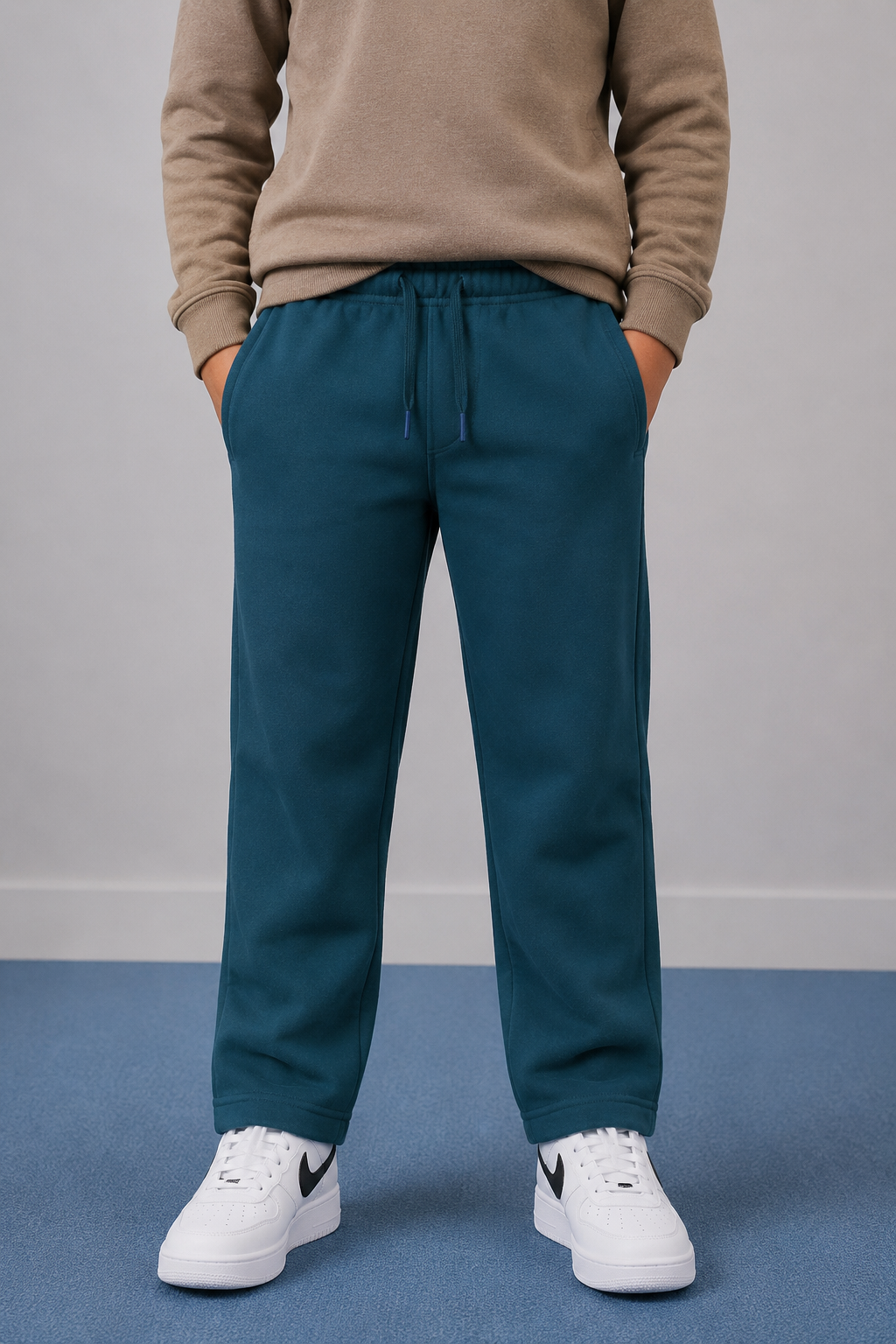 Junior Boys Pacific Melange German Velvet Knitted Lower – Regular Fit Drawstring Track Pants