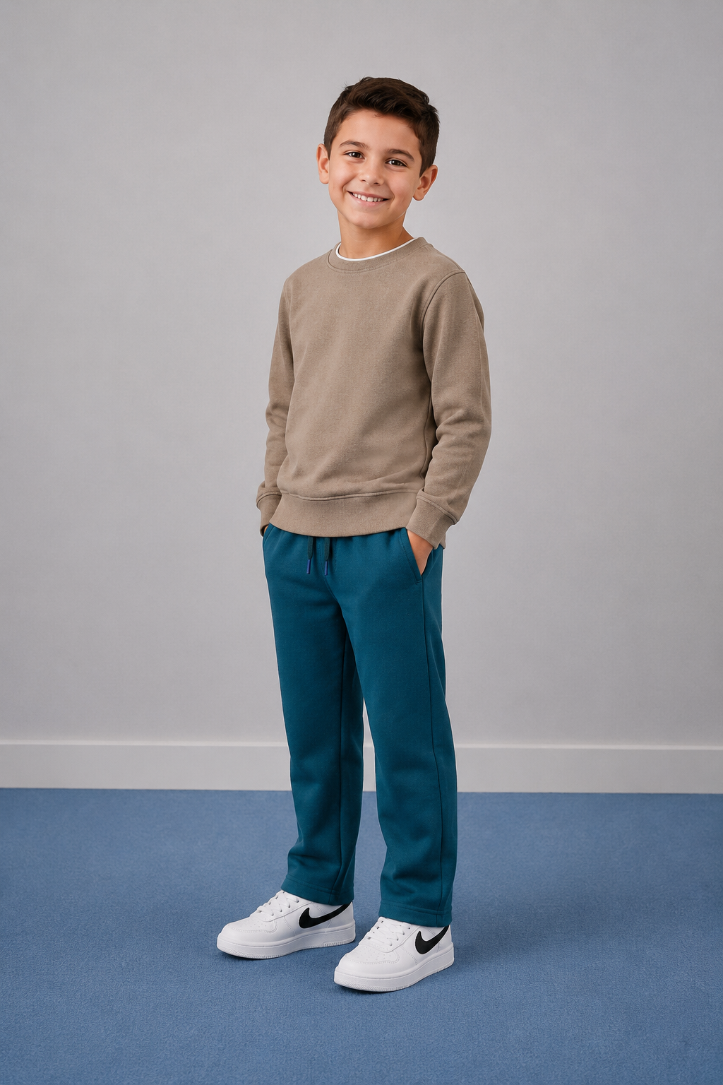 Junior Boys Pacific Melange German Velvet Knitted Lower – Regular Fit Drawstring Track Pants
