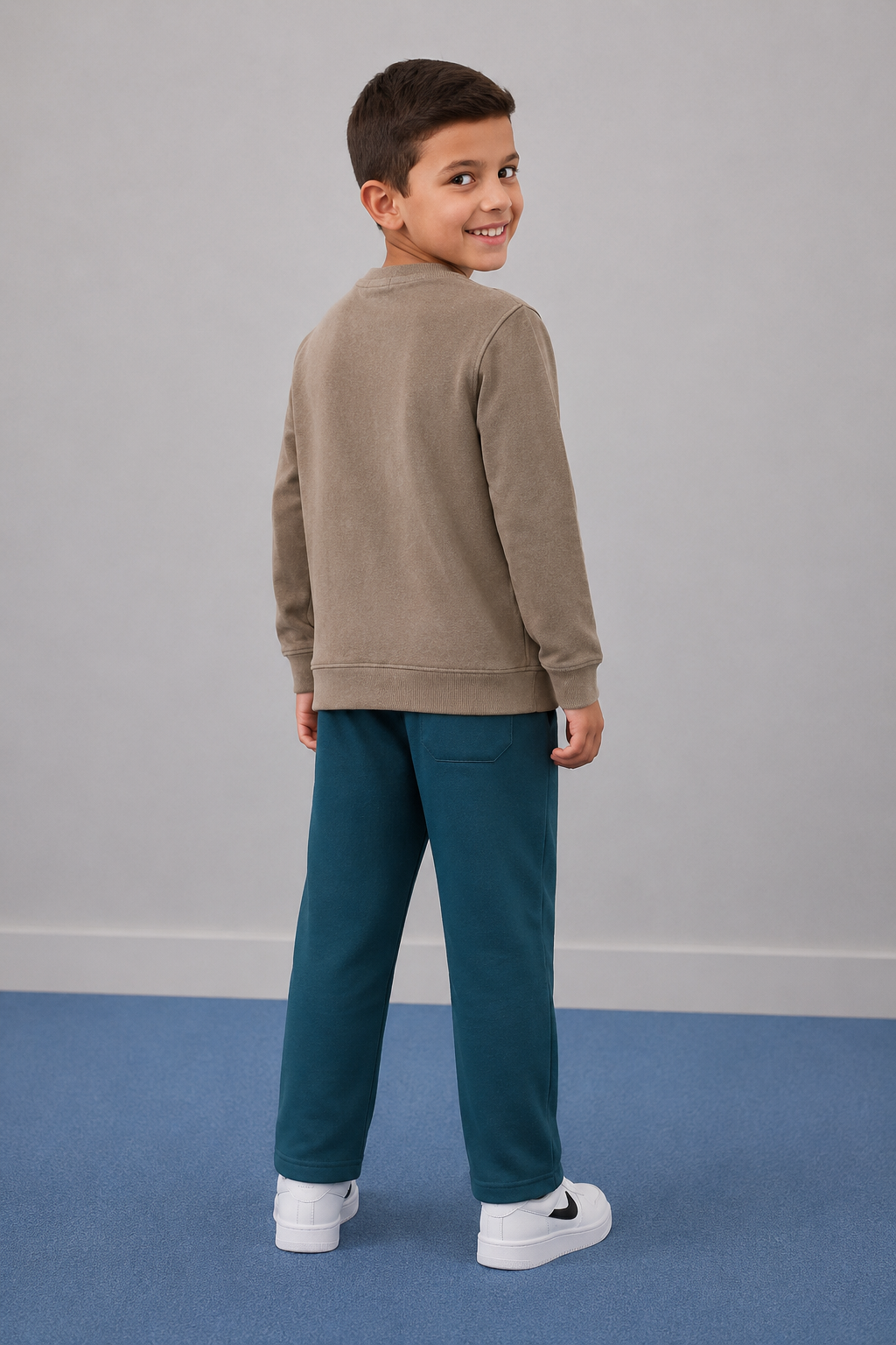 Junior Boys Pacific Melange German Velvet Knitted Lower – Regular Fit Drawstring Track Pants