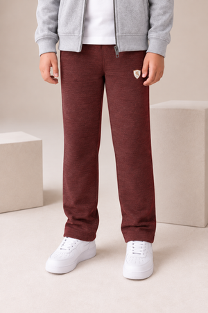 Junior Boys Merlot Melange Knitted Lower – Regular Fit Casual Track Pants