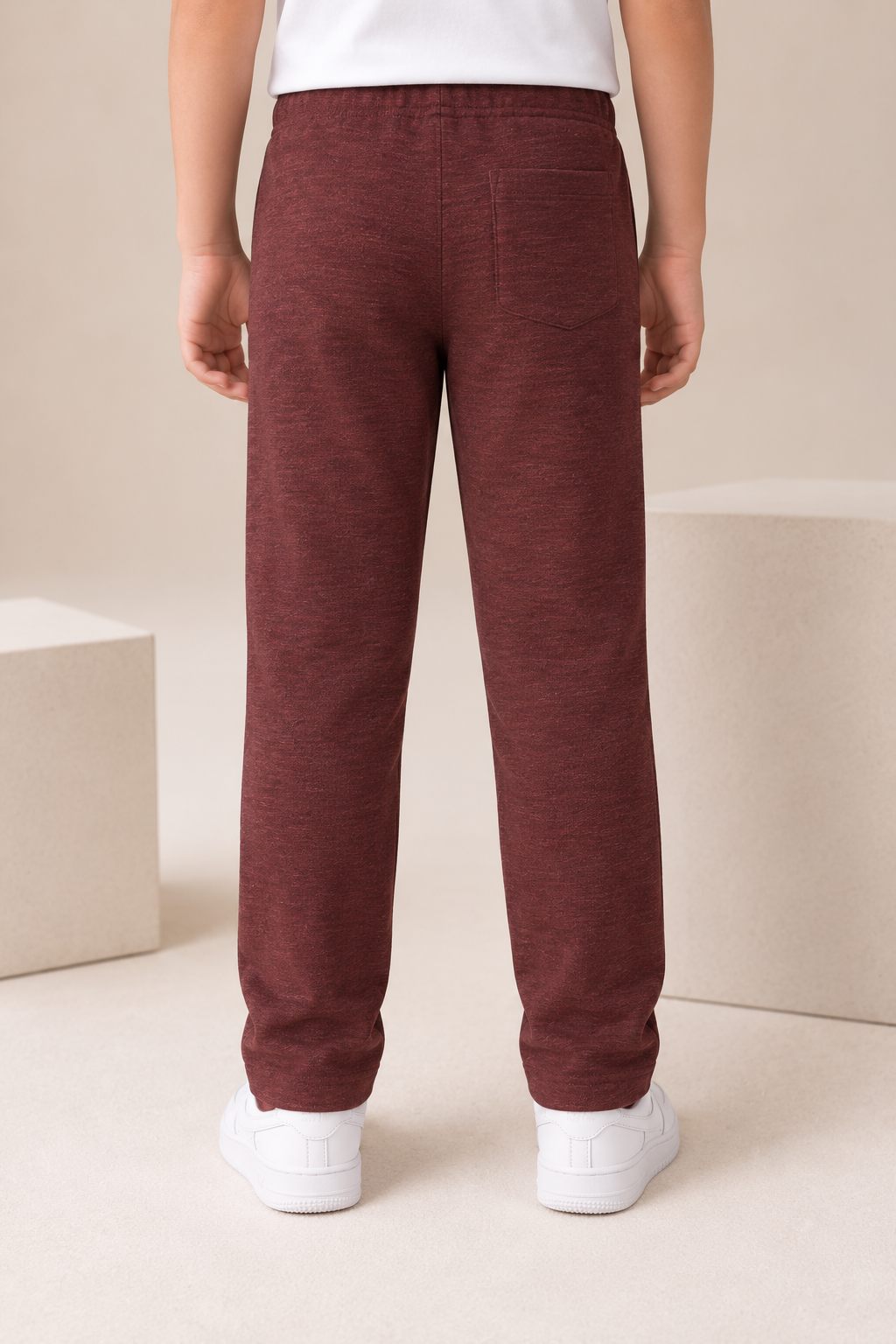 Junior Boys Merlot Melange Knitted Lower – Regular Fit Casual Track Pants