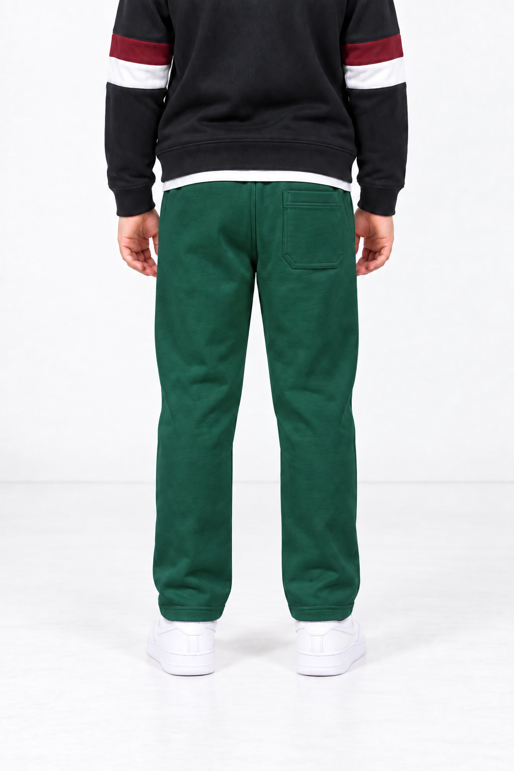 Junior Boys Hunter Green Cotton Fleece Lower – Regular Fit Graphic Track Pants