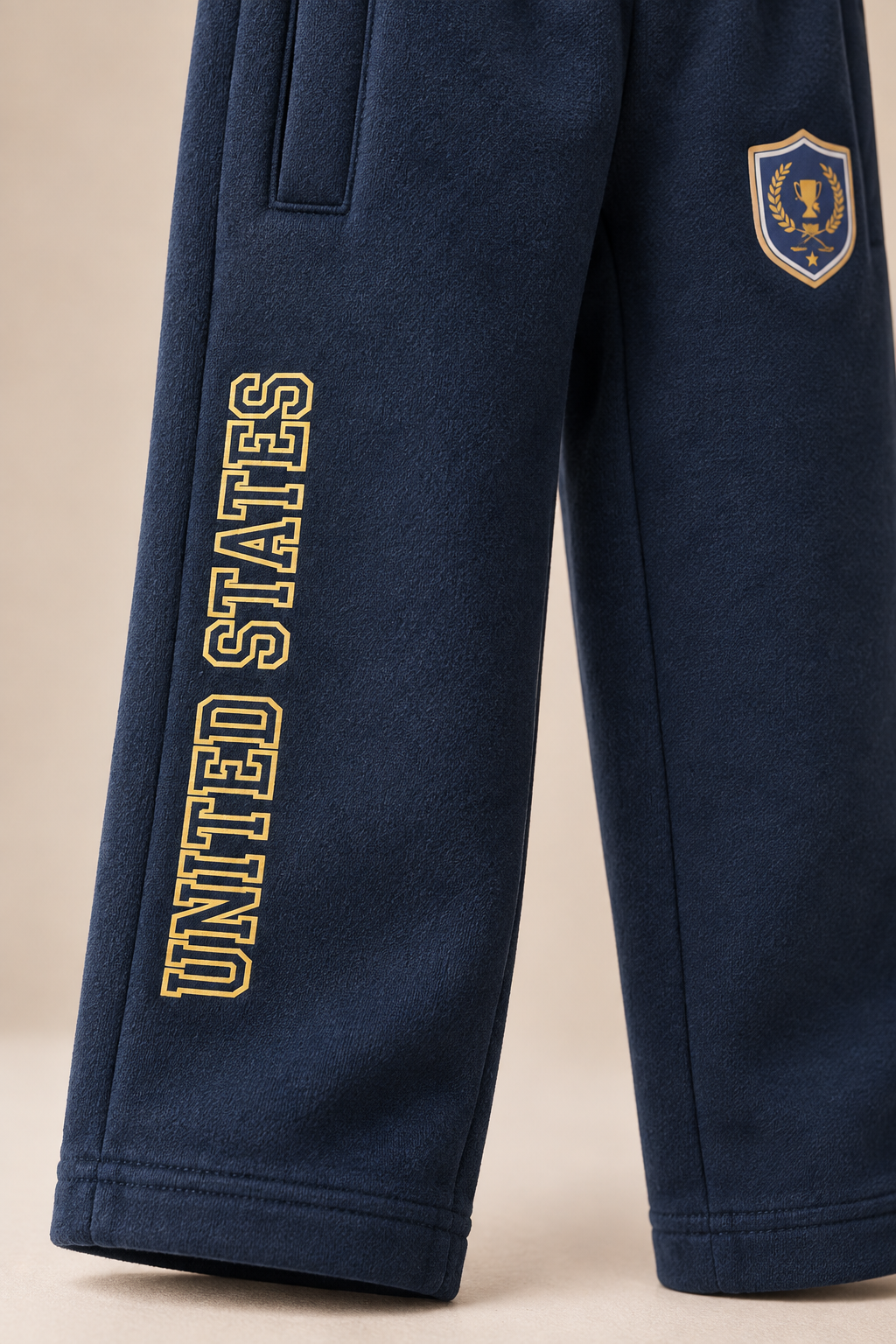 Junior Boys Dark Navy Cotton Fleece Lower – Regular Fit Graphic Track Pants