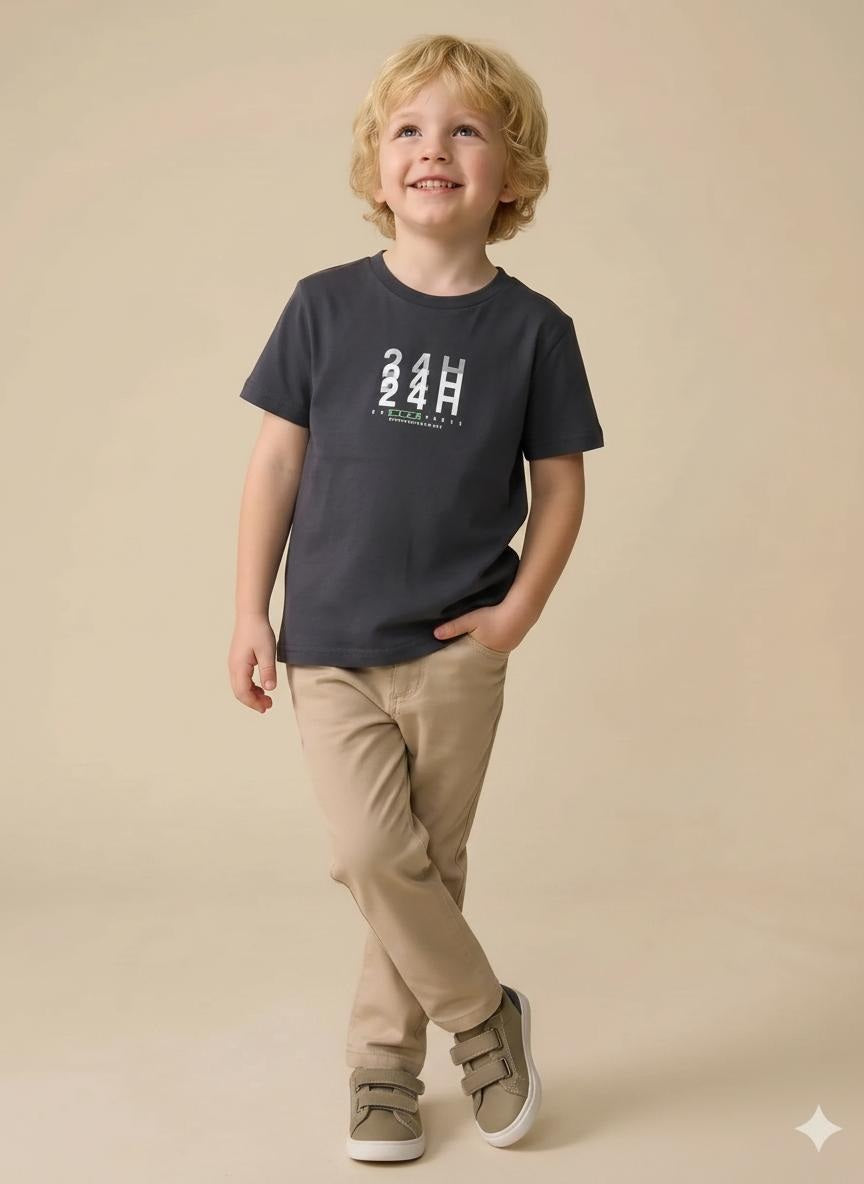 Boy Navy Round Neck T-Shirt
