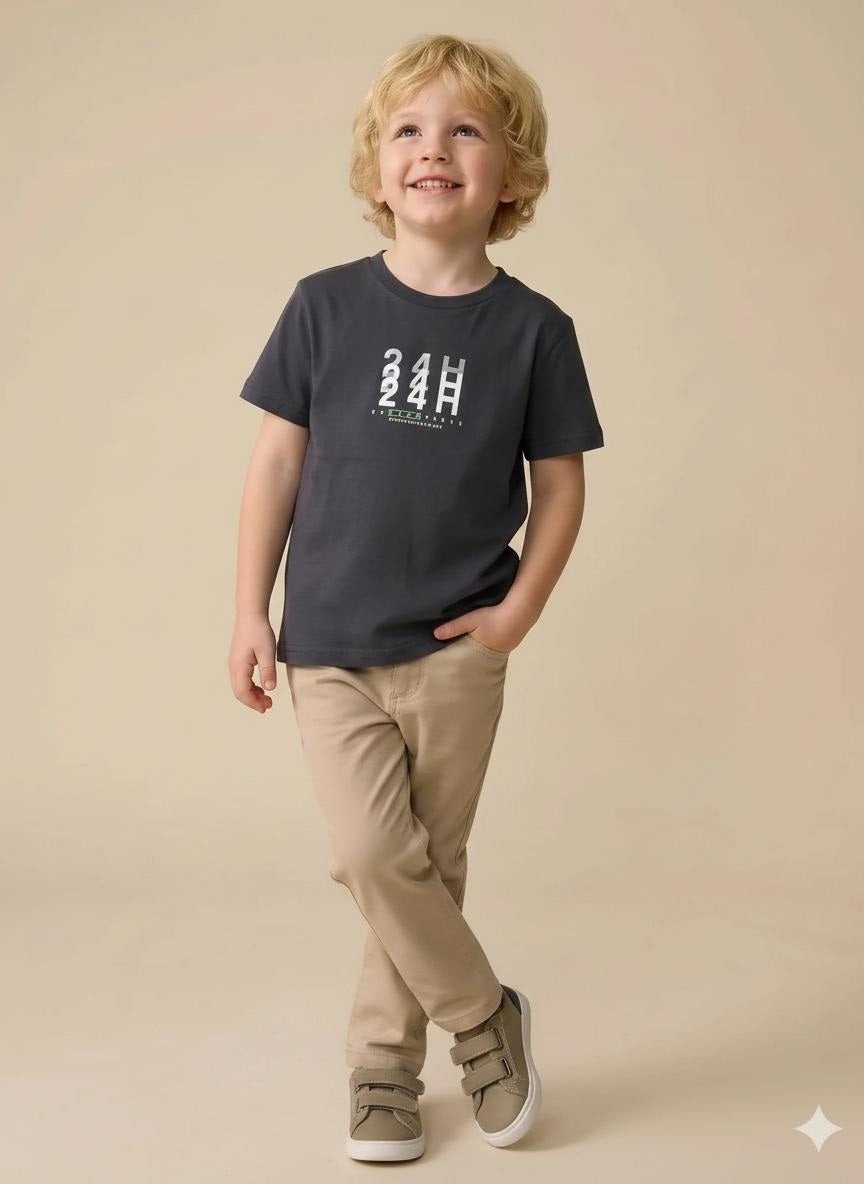 Boys Navy Printed T-shirt