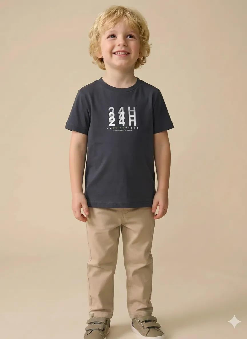Boy Navy Round Neck T-Shirt
