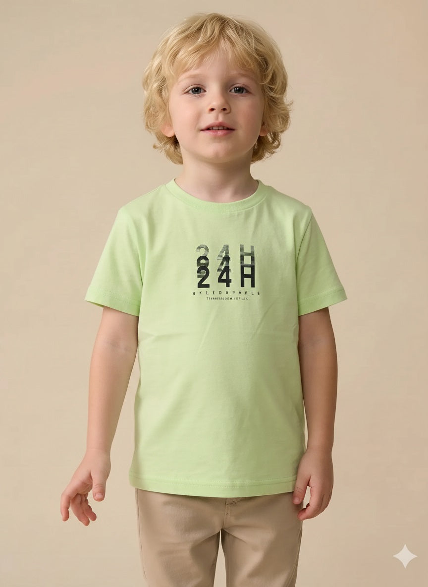 Boys Neon Green Printed T-shirt