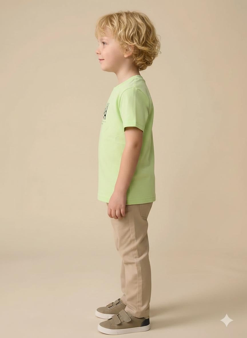 Boy Neon Green Round Neck T-Shirt