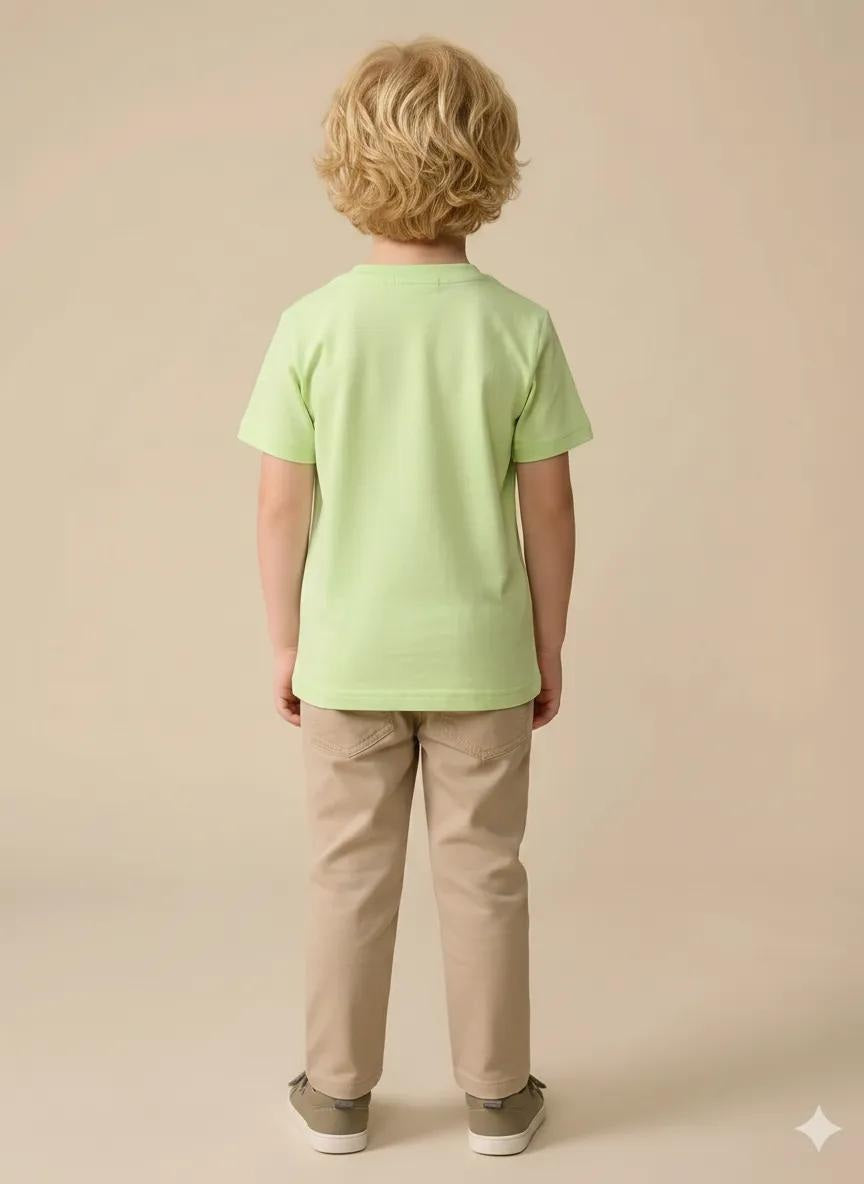 Boy Neon Green Round Neck T-Shirt