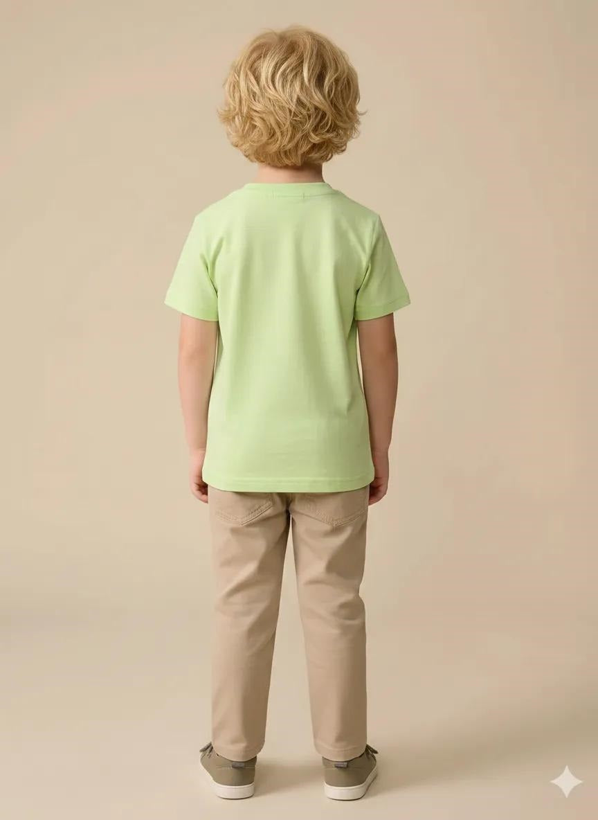 Boys Neon Green Printed T-shirt