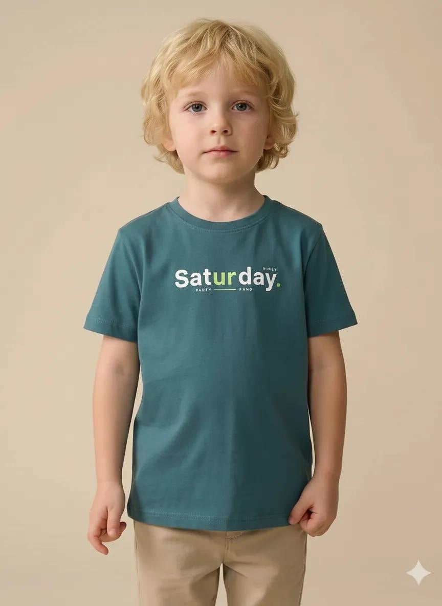 Boys Teal Printed T-shirt