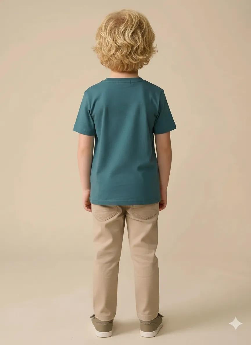 Boys Teal Printed T-shirt