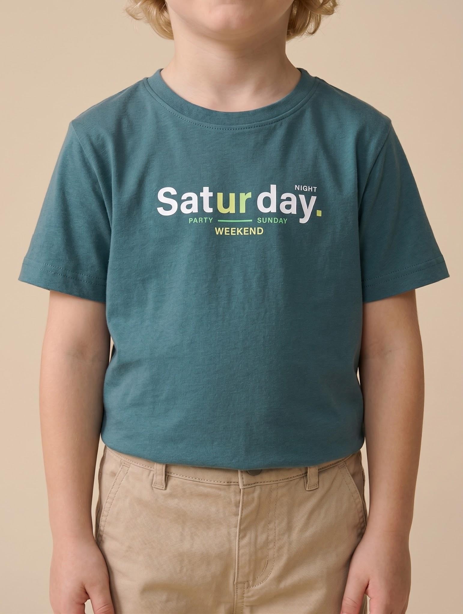 Boys Teal Printed T-shirt