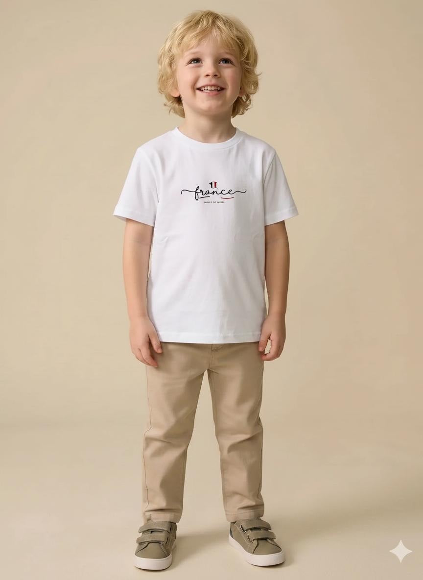 Boys White Printed T-shirt