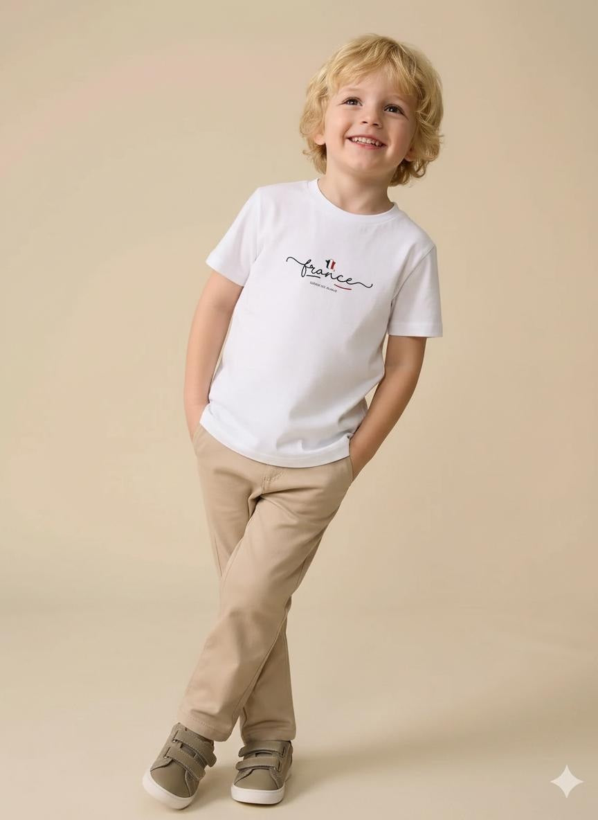 Boys White Printed T-shirt