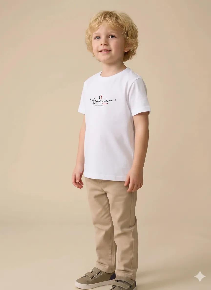 Boys White Printed T-shirt