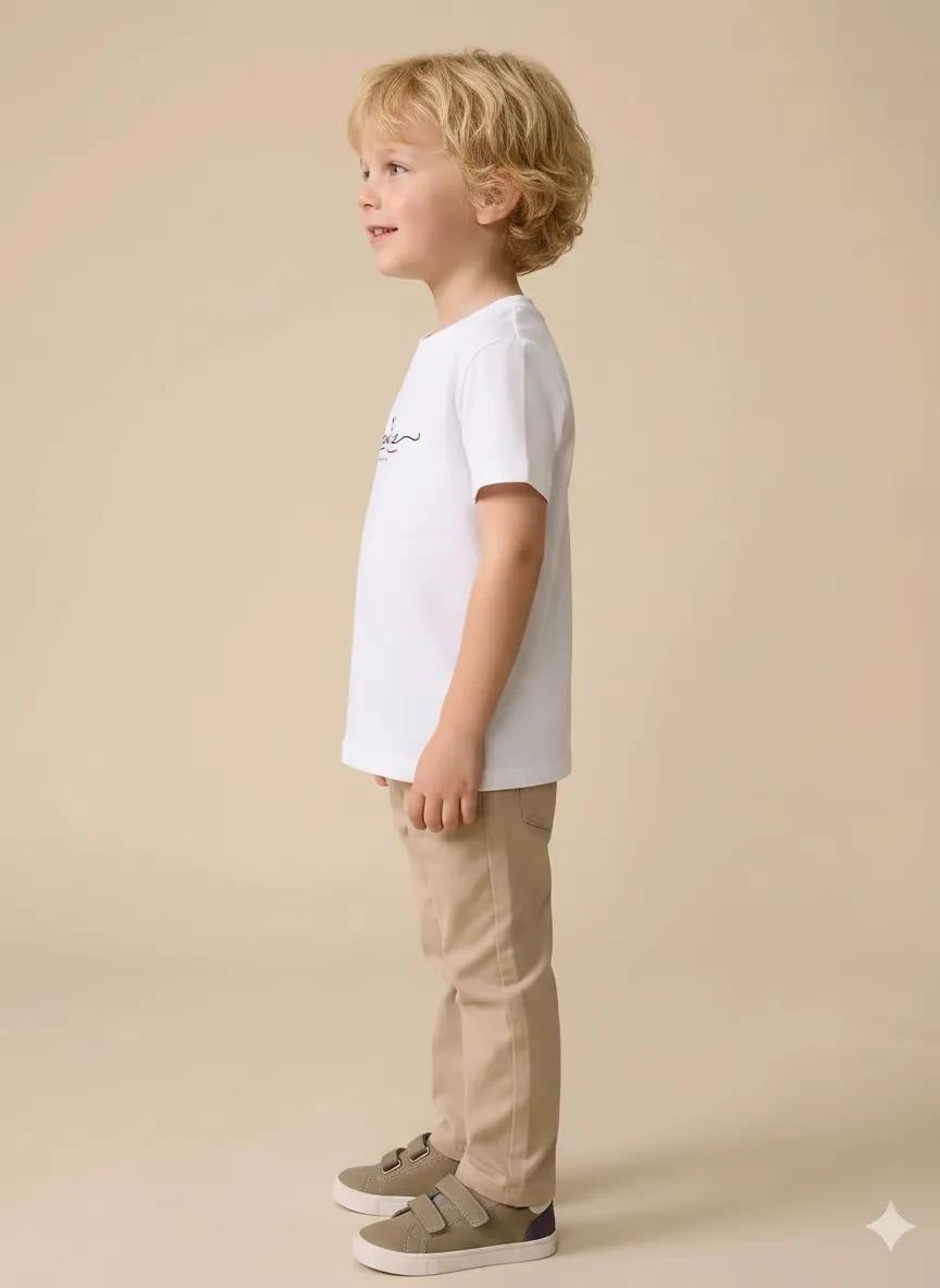 Boys White Printed T-shirt