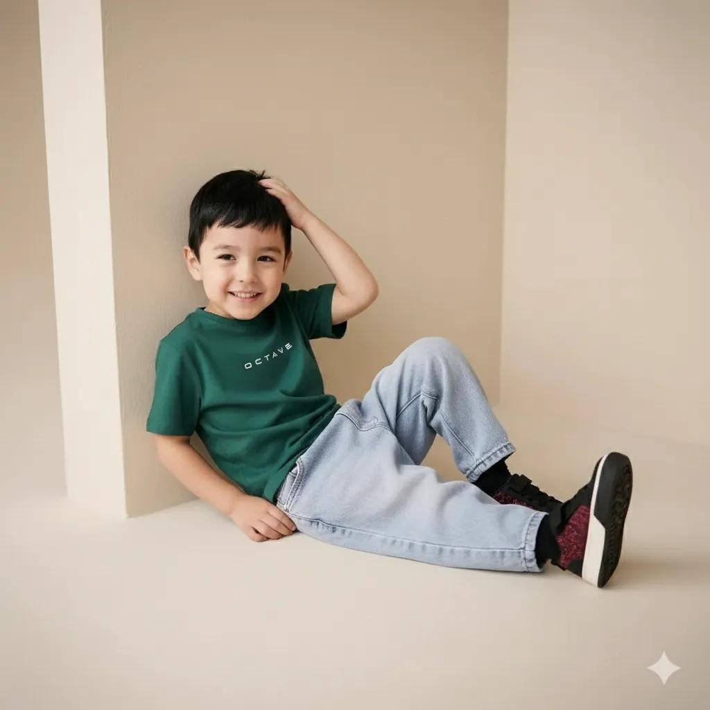 Octave Boys Typography Printed Cotton Round Neck T-shirt