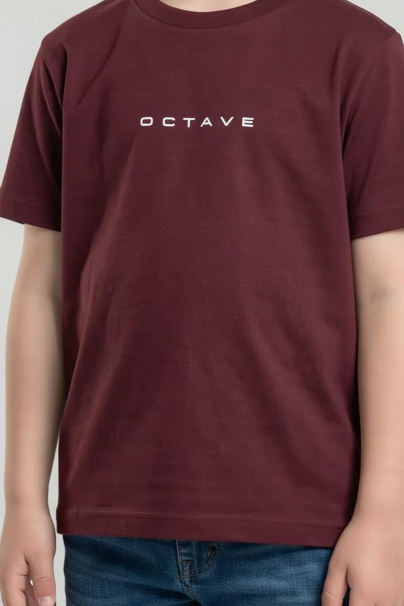 Octave Boys Brand Logo Printed Cotton Tshirt
