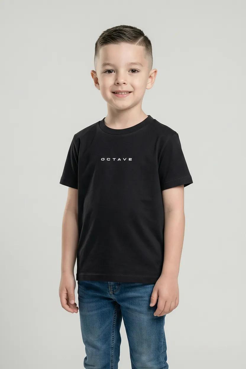 Boys Navy Printed Cotton  Round Neck Tshirt