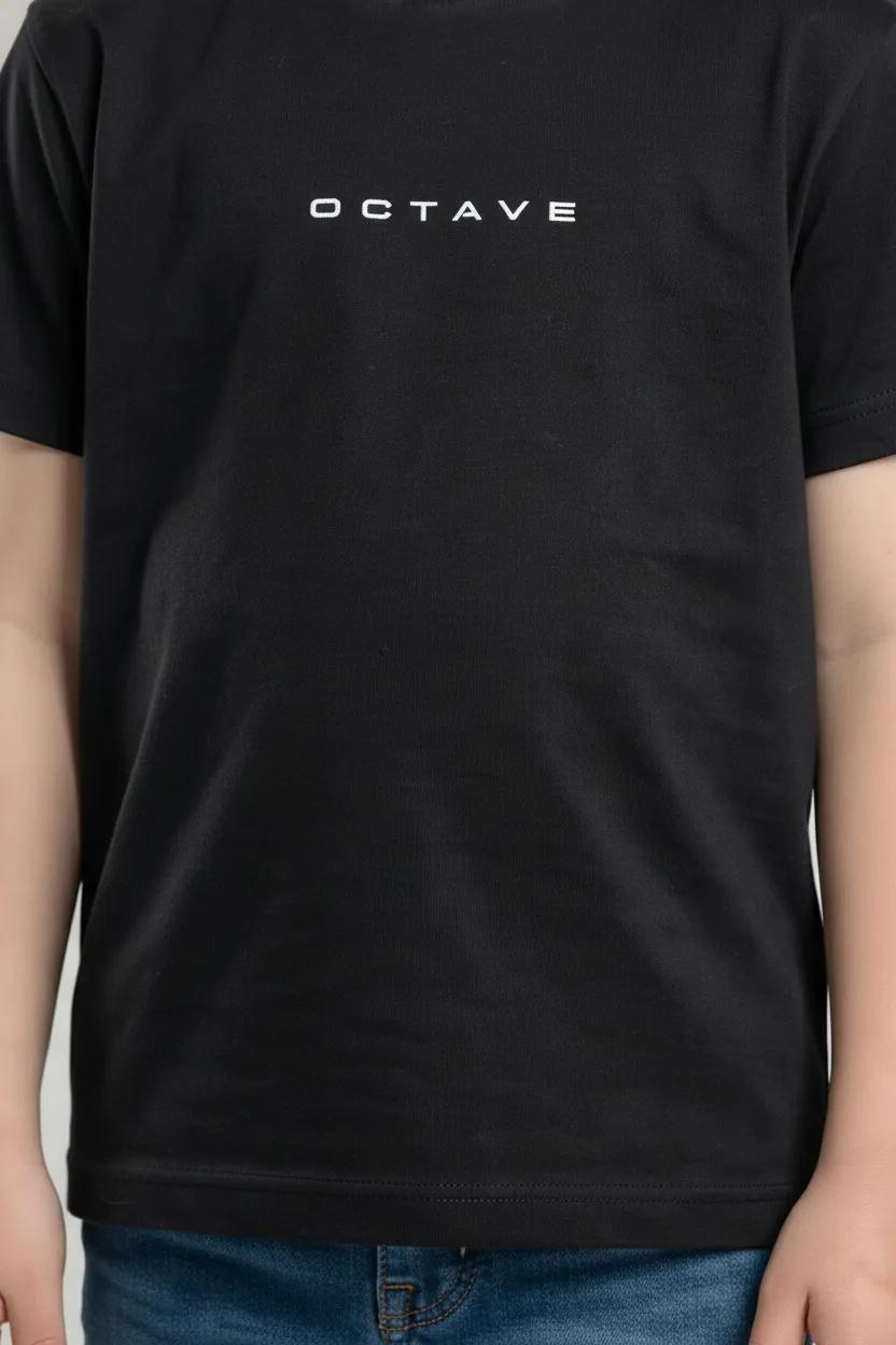 Boys Navy Printed Cotton  Round Neck Tshirt