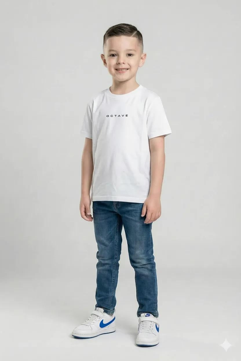Octave Boys White Solid Round Neck T-shirt