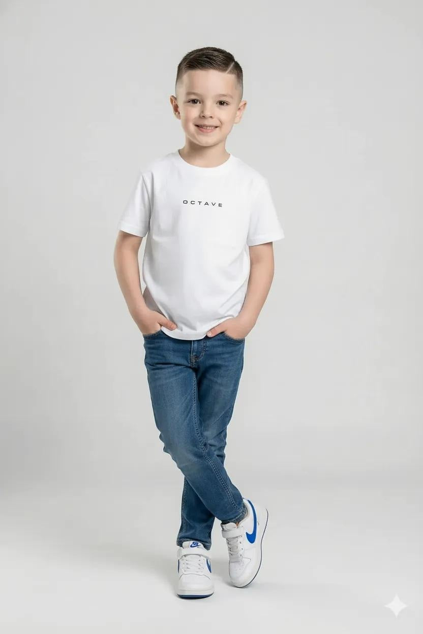 Octave Boys White Solid Round Neck T-shirt
