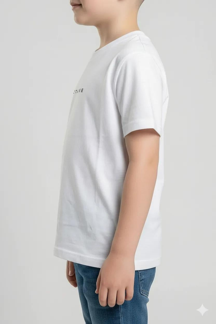 Octave Boys White Solid Round Neck T-shirt