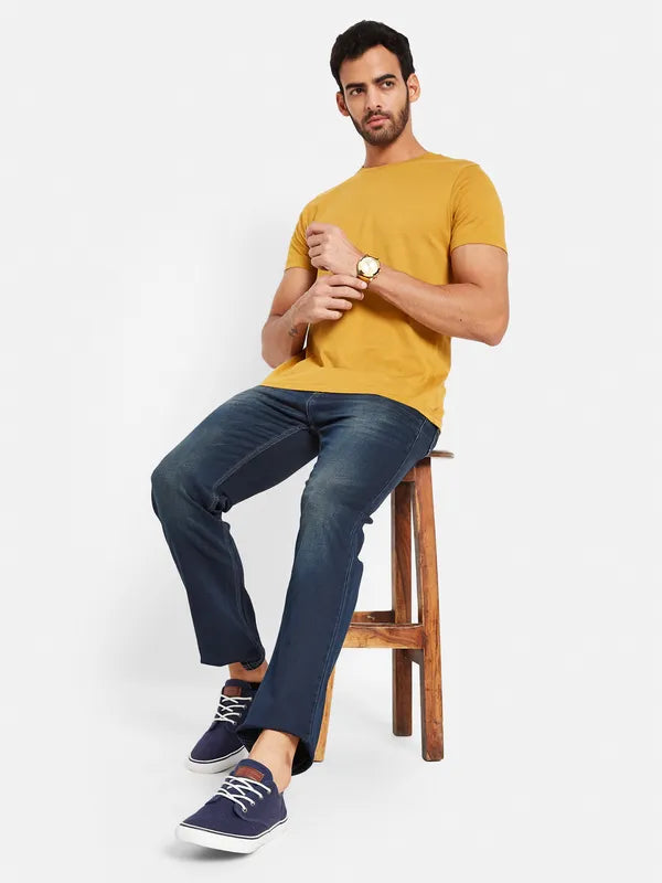 Octave Men Mid Rise Bootcut Clean Look Light Fade Stretchable Jeans