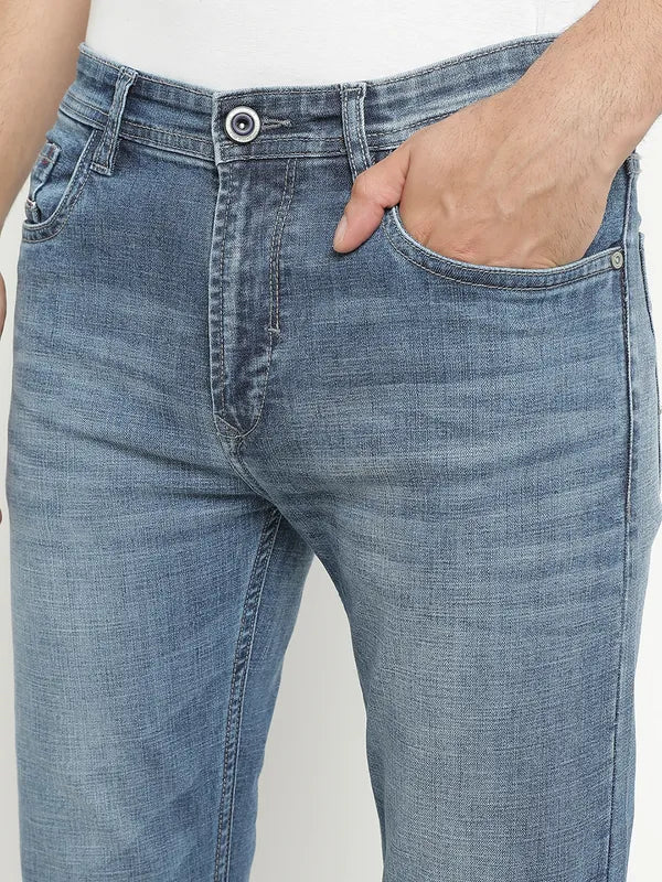 Octave Men Mid-Rise Heavy Faded Medium Shade Stretchable Jeans