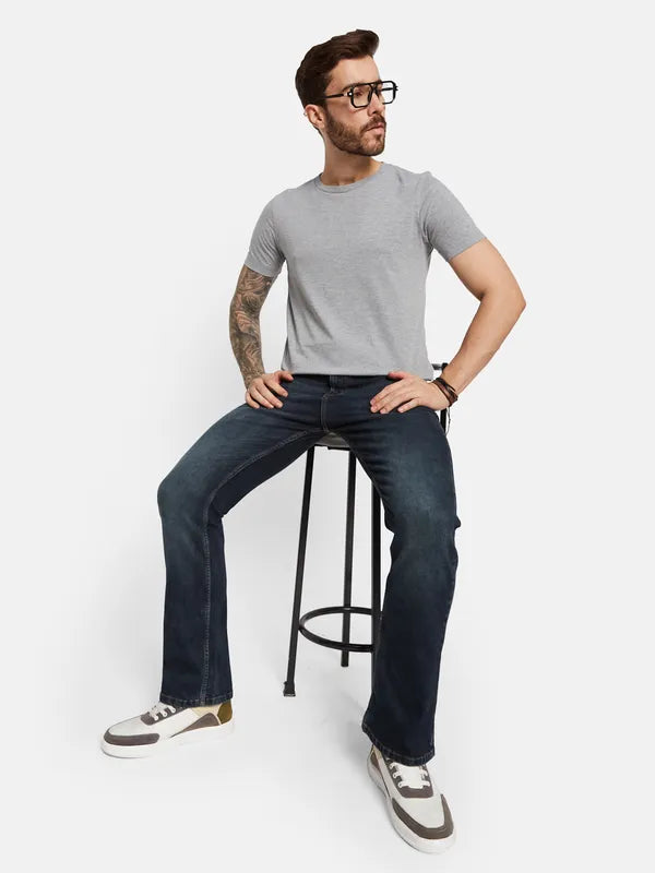 Octave Men Bootcut Low Distress Light Fade Stretchable Jeans