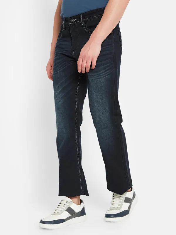 Octave Men Bootcut Mid-Rise Clean Look Heavy Fade Cotton Jeans