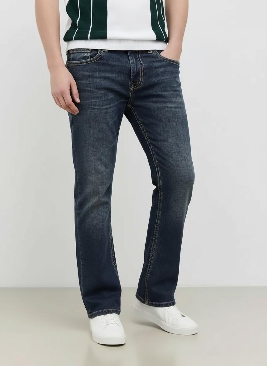 Men Regular Fit Mid-Rise Low Distress Stretchable Jeans