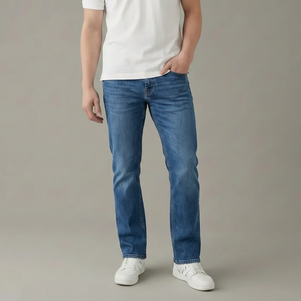 Men Bootcut Mid-Rise Light Fade Stretchable Jeans