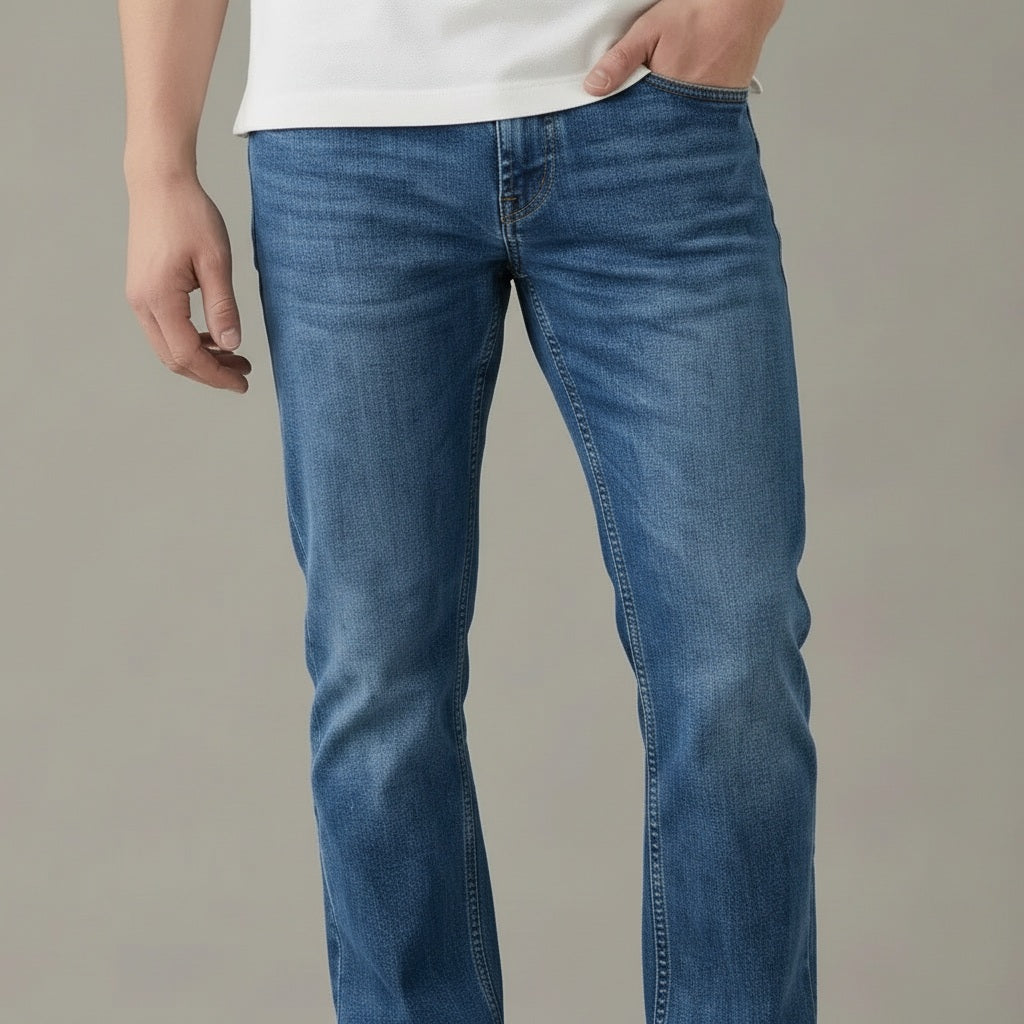 Men Bootcut Mid-Rise Light Fade Stretchable Jeans