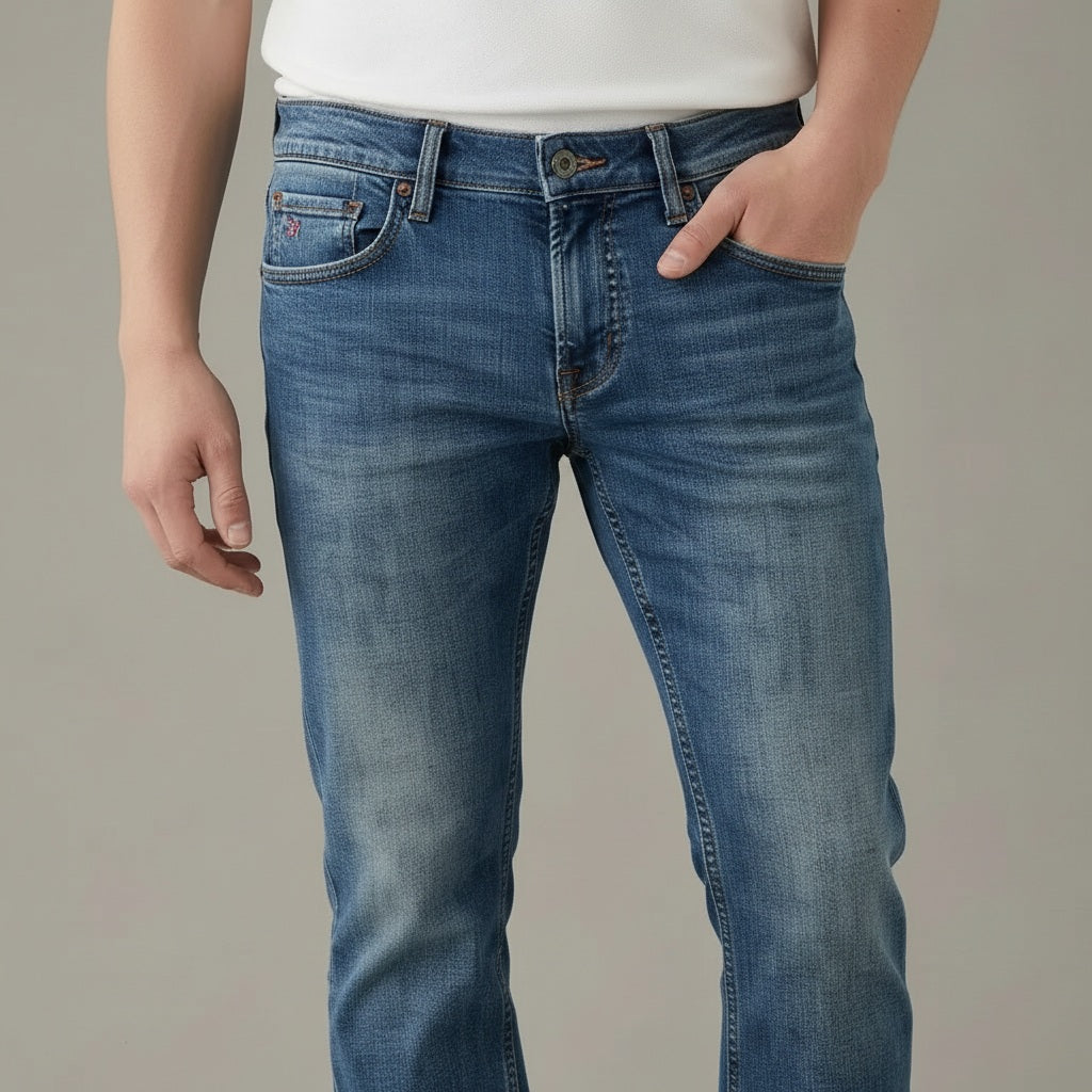 Men Bootcut Mid-Rise Light Fade Stretchable Jeans
