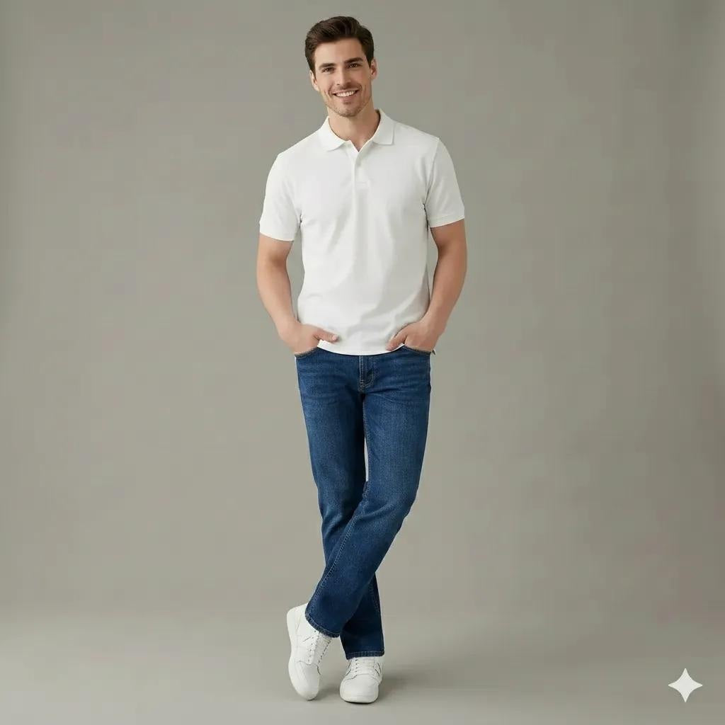 Men Cotton Bootcut Mid-Rise Light Fade Stretchable Jeans