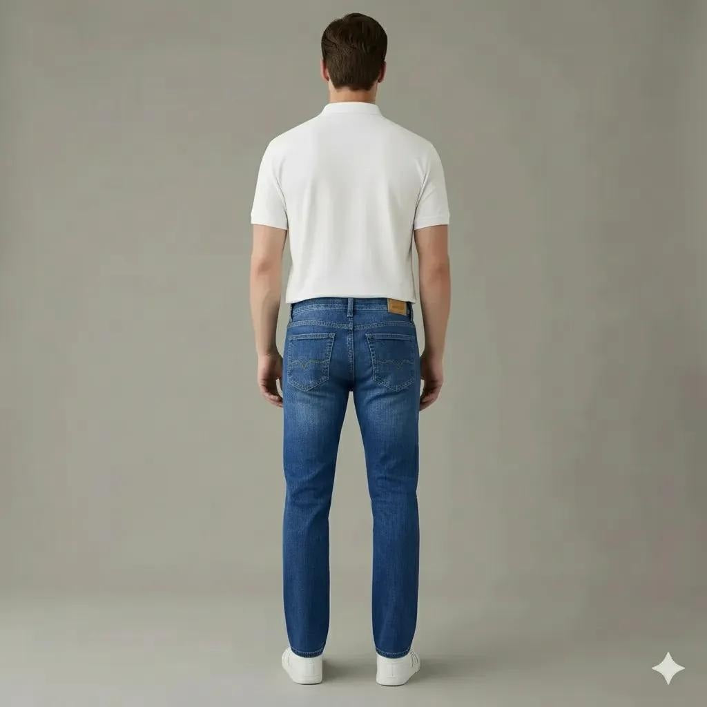 Men Cotton Bootcut Mid-Rise Light Fade Stretchable Jeans