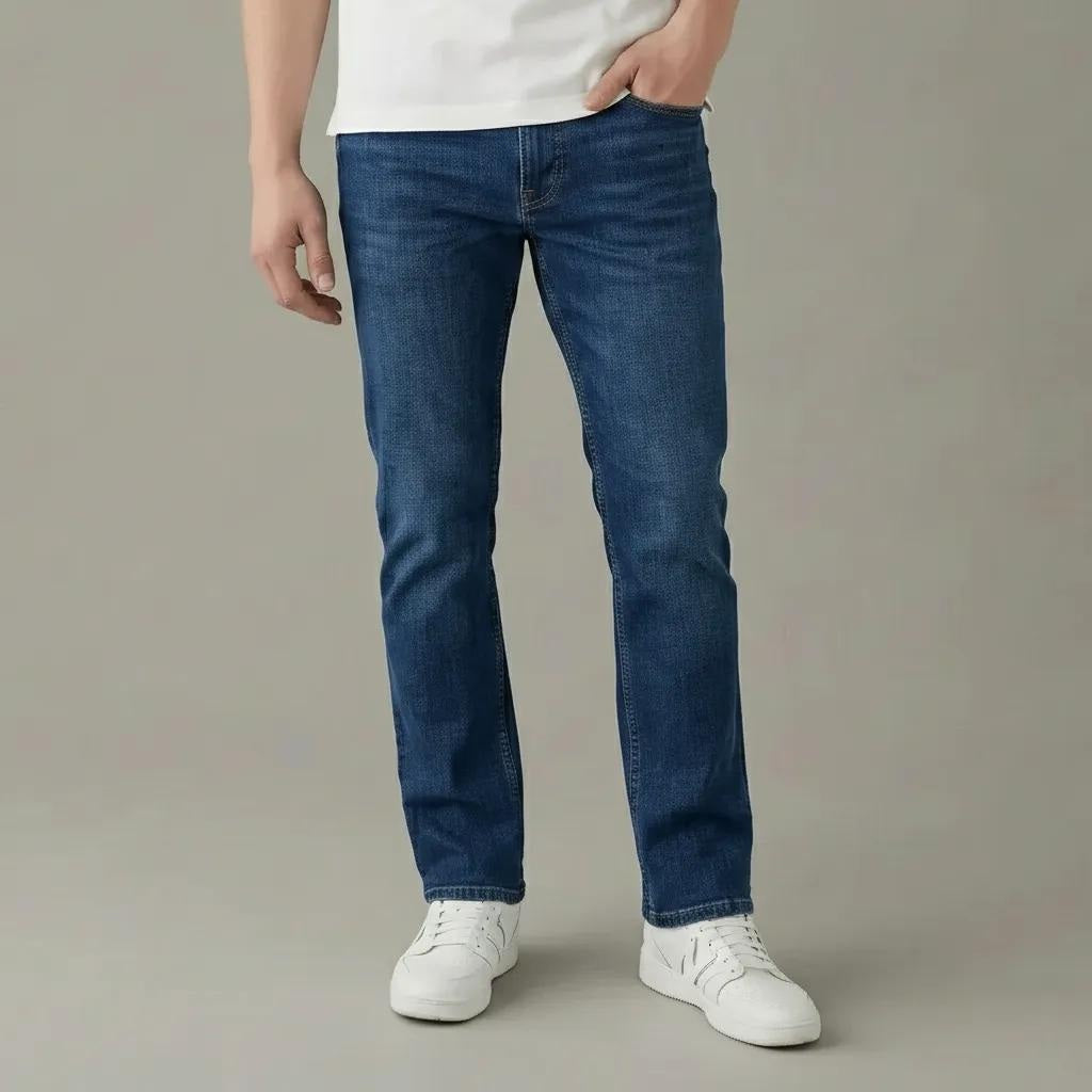 Men Cotton Bootcut Mid-Rise Light Fade Stretchable Jeans