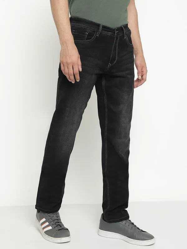 Octave Men Mid-Rise Dark Shade Light Fade Clean Look Stretchable Jeans