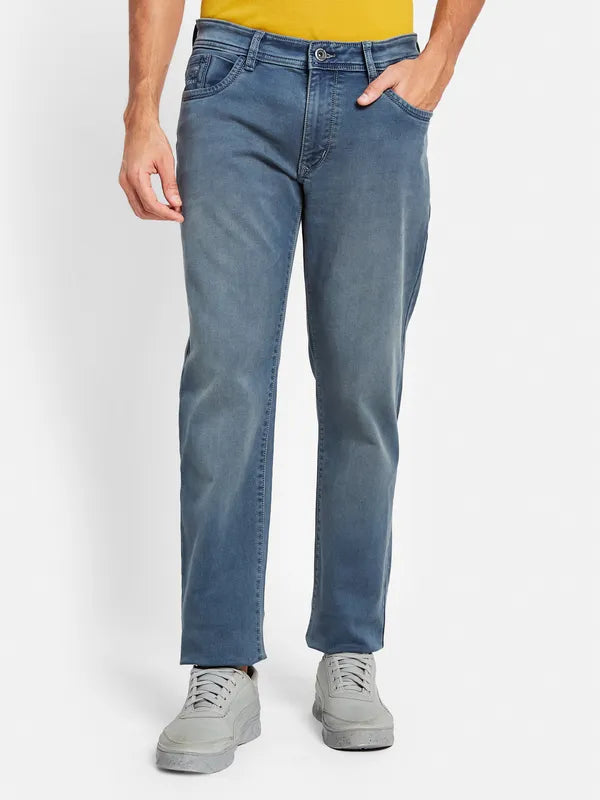 Octave Men Straight Fit Mid-Rise Heavy Fade Cotton Jeans