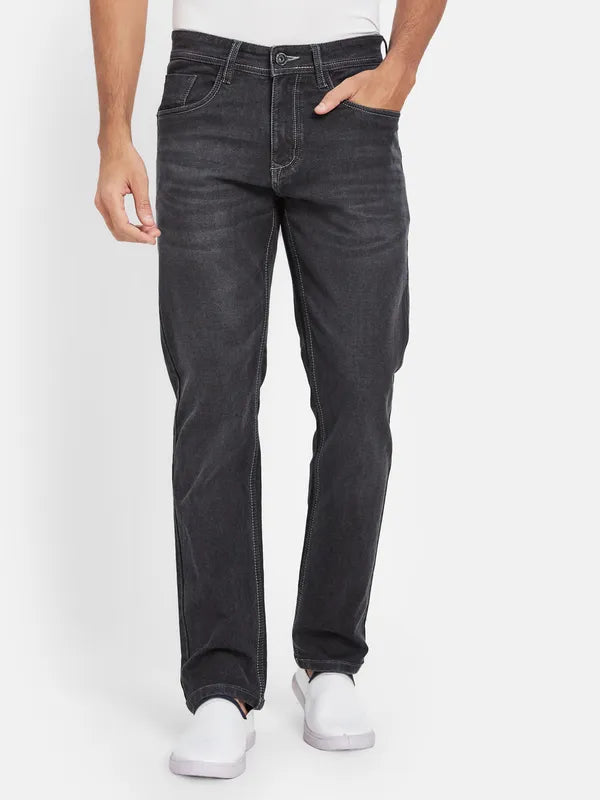 Octave Men Straight Fit Mid-Rise Dark Shade Cotton Clean Look Jeans