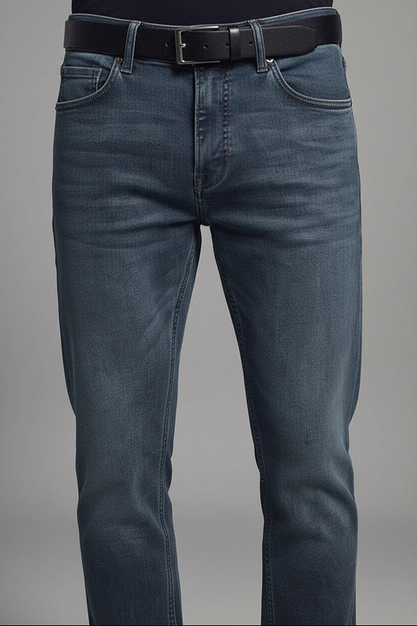 Men Straight Fit Mid-Rise Light Fade Stretchable Jeans