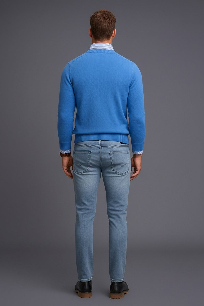 Men Straight Fit Mid-Rise Light Fade Stretchable Jeans