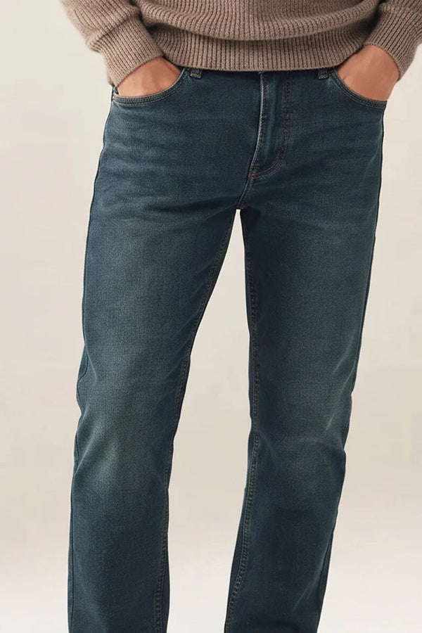 Men Straight Fit Mid-Rise Light Fade Stretchable Jeans